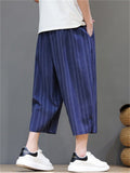 Men Striped Baggy Summer Casual Capri Pants