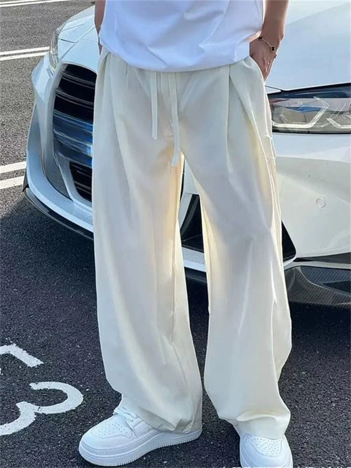 Summer C‌ool Drawstring Wide Leg Casual Pants for Men