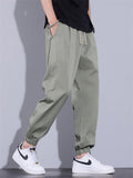 Men Cotton Blend Streetwear Loose Fit Elastic Baggy Jogger Pants