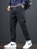Mens Slim Fit Twill Drawstring Tapered Joggers Pants