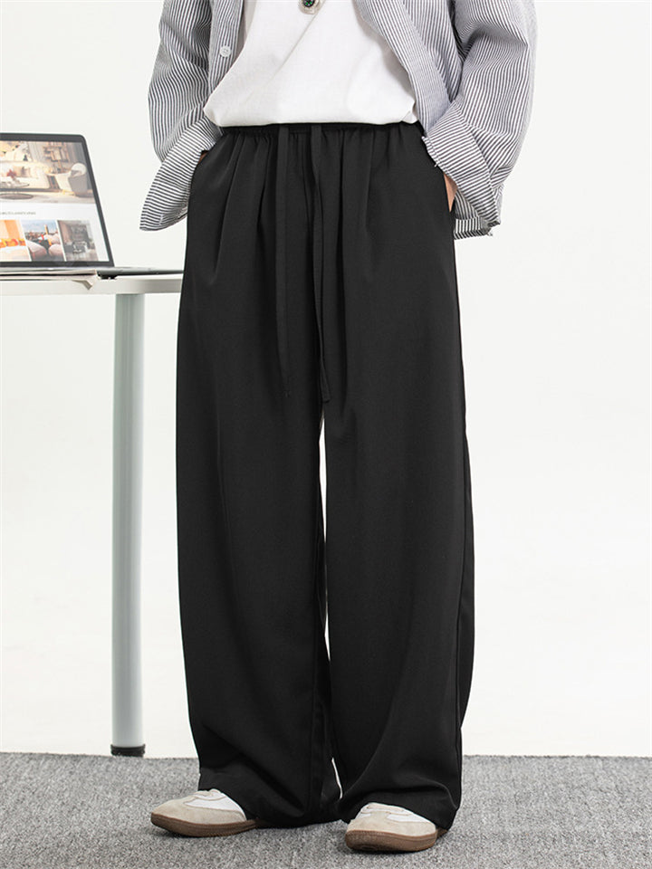 Men's Comfy Solid Color Cool Drape Wide Leg Straight Pants