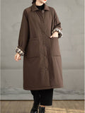 Winter Mid Length Long Sleeve Pockets Coat for Women