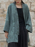 Women's Loose Ramine V Neck Tie-dye Lace Up Cardigan Jacket