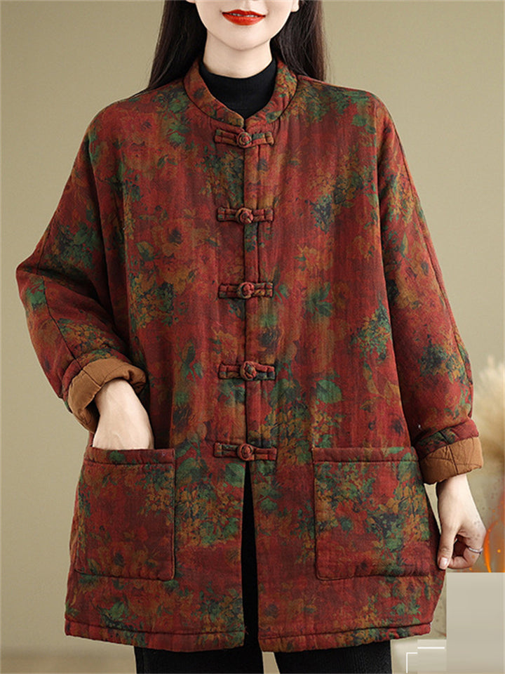 Women's Retro Ethnic Style Long Sleeve Padded Coat