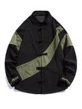 Men's Contrast Color Knot Button Corduroy Jackets