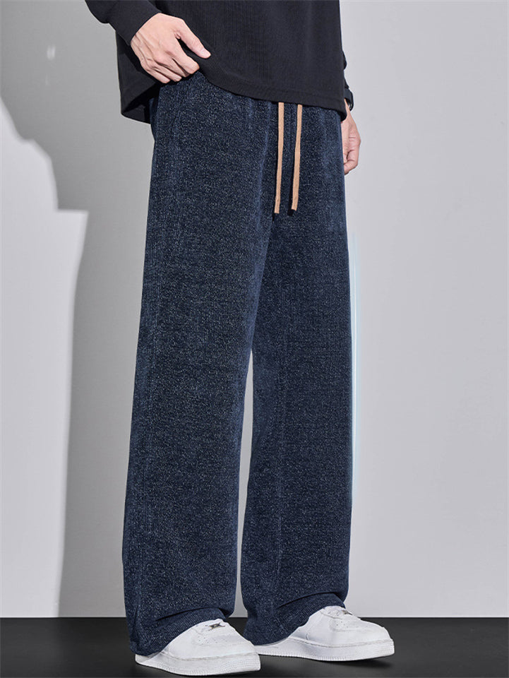 ‌Men's Comfy Simple Drawstring Corduroy Loose Fit Casual Pants