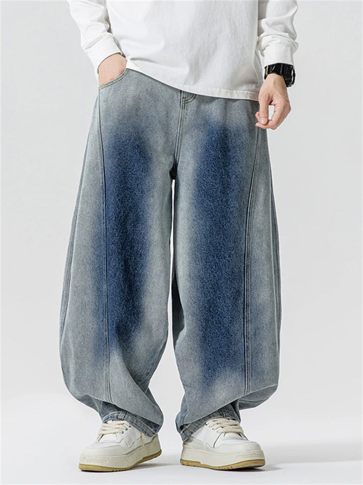 Men's Trendy Hiphop Style Distressed Gradient Wide Leg Jeans