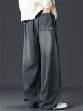 Mens Summer Tencel Baggy Wide Leg Jeans Vintage Washed Streetwear Denim