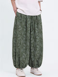 Mens Summer Ice Silk Paisley Print Loose Fit Harem Pants