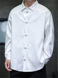 Chinese Style Dragon Jacquard Mandarin Collar Jacket Casual Shirts