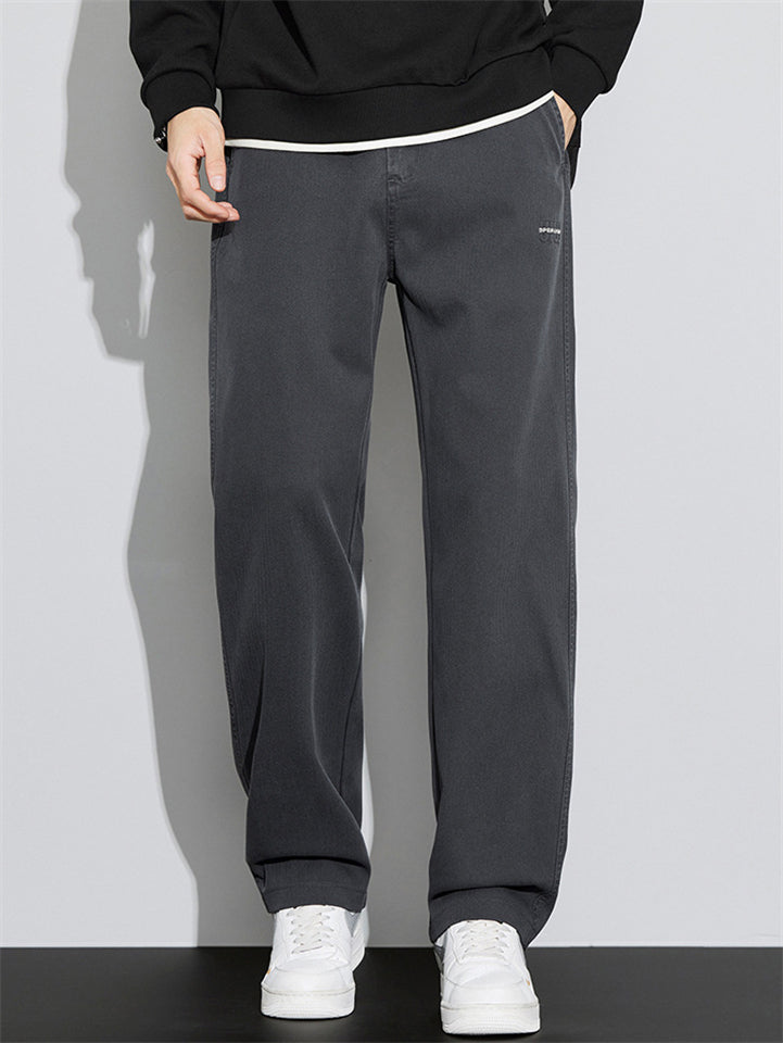 Men's Casual Simple Style Mid Waist Comfy Straight Leg Pants