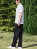 Men Comfy Breathable Ice Silk 2 Piece Short Sleeve Shirt Pants Outfits