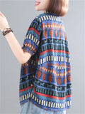 Women's Summer Loose Print Short Sleeve Shirts
