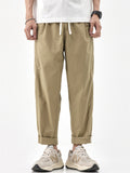 Men Japanese Style Drawstring Relaxed Fit Straight Leg Trousers