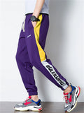 Mens Color Block Joggers Side Stripe Graphic Pants