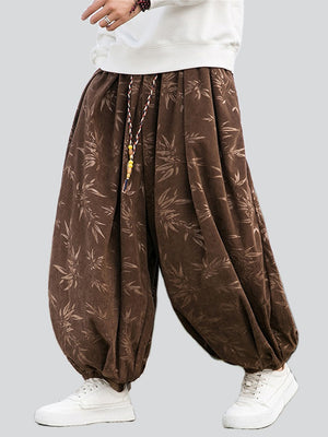 Baggy Corduroy Bamboo Jacquard Pants for Men