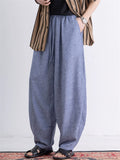 Mens Cotton Linen Wide Leg Pants Loose Fit Harem Trousers