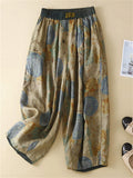 Women's Summer Comfy Chinese Style Printed Wide Leg Cropped Pants