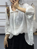 Women's Summer Solid Color Casual Half Sleeve Cardigan Shirts