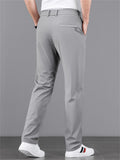 Mens Cool Straight Leg Stretchy Drawstring Waist Casual Pants
