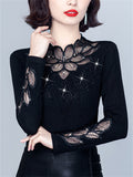 Women's Black Hollow Long Sleeve Undershirt