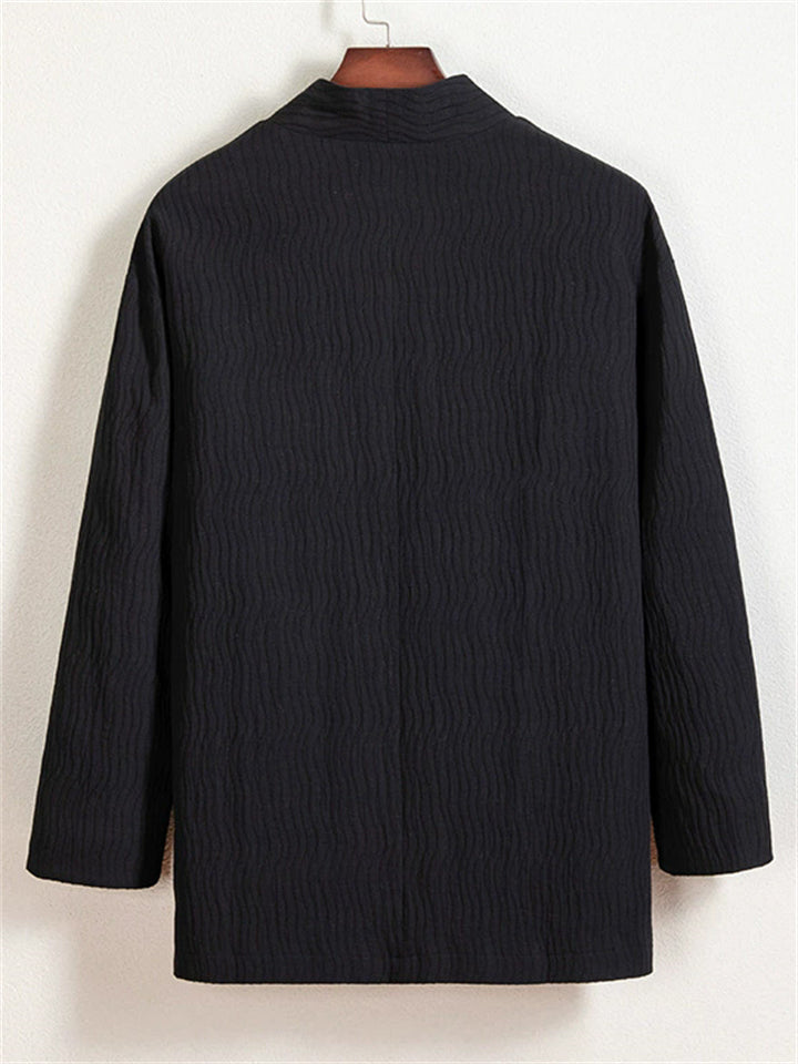 Men's Autumn Chinese Zen Style Black Long Sleeve Cardigan Jackets