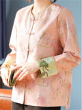 Chinese Style Women's Flowers Print Contrast Color Long Sleeve Jacket