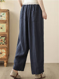 Summer Solid Color High Waist Loose Straight Pants for Women