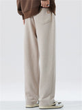 Men's Spring Autumn Comfort Loose Fit Straight Leg Pants with Pockets