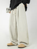Men's Retro Solid Color Drawstring Wide Leg Scimitar Cargo Pants