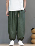 Men Ice Silk Ethnic Style Casual Baggy Harem Joggers Pants
