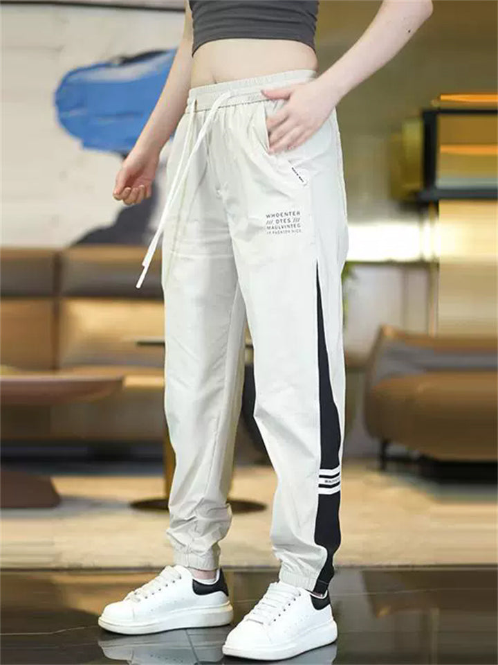Women's Lightweight Breathable Contrast Color Summer Joggers Pants