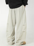 Men's Retro Solid Color Drawstring Wide Leg Scimitar Cargo Pants