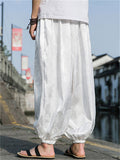 Men's Vintage Chinese Style Dragon Print Ice Silk Pants