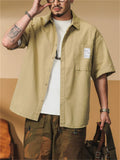 Men Summer Short Sleeve Button Down Pocket Casual Cargo Shirt