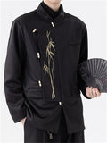 Men's Autumn Golden Bamboo Embroidery Stand Collar Tangsuit Jackets