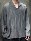 Retro Oriental Style Long Sleeve V-Neck Tang Suit Shirt For men
