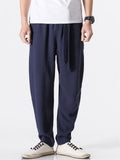 Men's Zen Style Linen Cotton Pants with Front Tie Belt