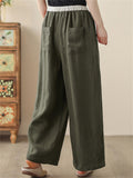 Women's Solid Color Elastic Waist Straight Wide Leg Pants