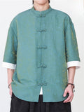 Men's Summer Short Sleeve Chinese Tang Suit Jacquard Kung Fu Top