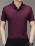 Men's Summer Print Seamless Button Up Lapel Short Sleeve Shirts