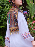 Women's Ethnic Style Patchwork Vest with Metal Pendant Decoration