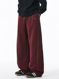 Men's Retro Comfy Contrast Trim Elastic Waist Wide Leg Pants