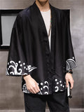 Chinese Zen Style Print Long Sleeve Cardigan for Men
