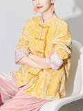 Women's Beautiful Chinese Style Yellow Velvet Tang Suit