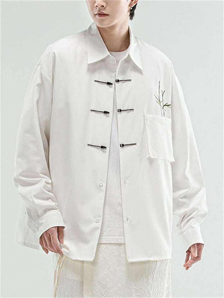 Men's Comfy Bamboo Embroideried Loose Chenille Shirts