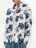 Men's Autumn Cartoon Loong Print Stand Collar Tangsuit Cardigan Jackets
