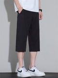 Mens Summer 3/4 Capri Pants Below Knee Loose Cropped Shorts