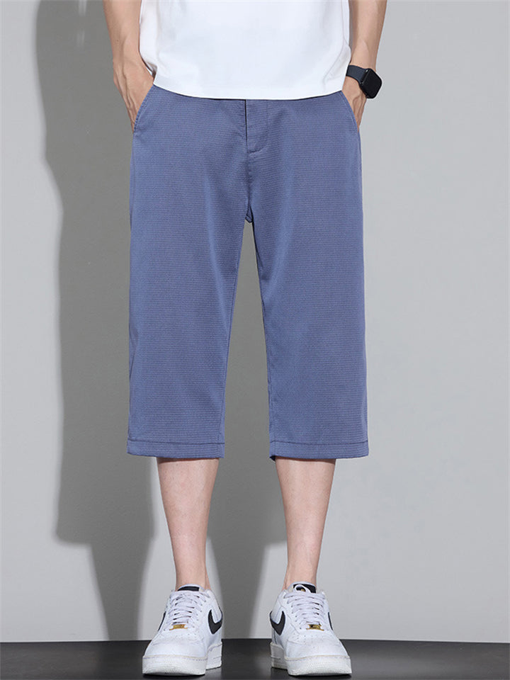 Mens Summer 3/4 Capri Pants Below Knee Loose Cropped Shorts