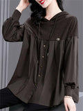 Women's Loose Patchwork Long Sleeve Hoodie Shirts